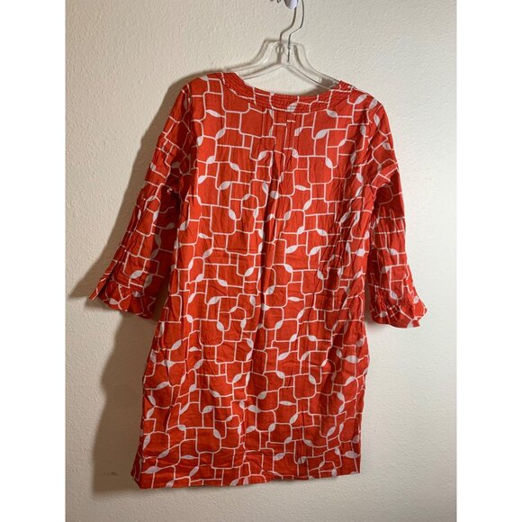 Generra Retro Geometric Print Lined Cotton Dress Womens Size Large Orange AC8 - Picture 2 of 6